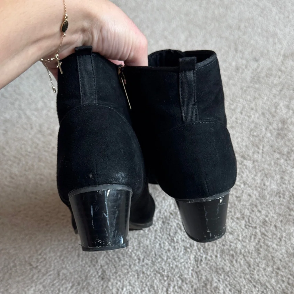 Black Lace-Up Suede Ankle Boots